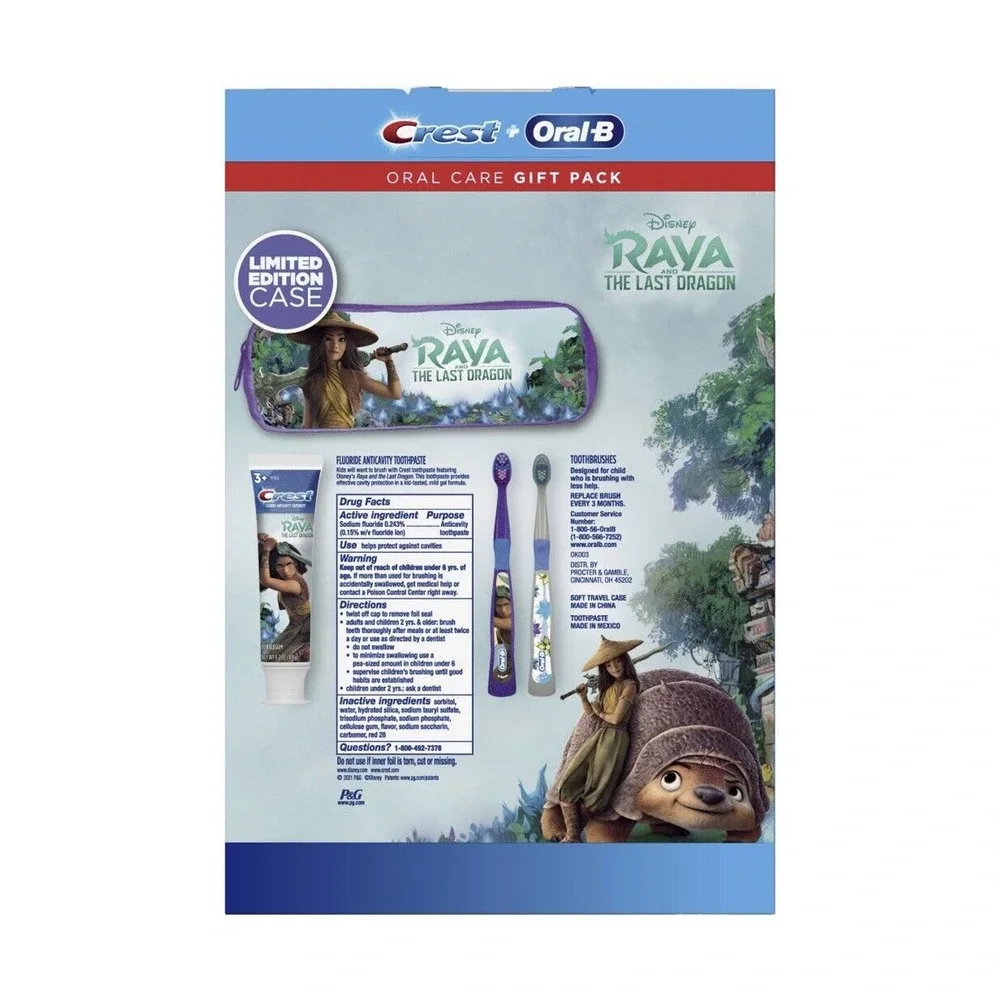 Lot of 2 Crest Oral-B Disney's Raya And The Last Dragon Holiday 4Pc Set Gift Set
